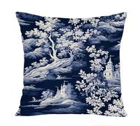 French Toile Pattern Iv Country Landscapes Throw Pillow Covers With Invisible Zipper Cushions Pillowcase Modern Cushions Covers For Party Bedroom Bed 45X45Cm