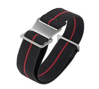 French Troops Parachute Style Watch Band - Elastic Fabric Nylon Waterproof Military Replacement Watch Strap - Choice of Colors - 18mm 20mm 22mm (18mm, Black Red)