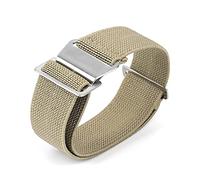 French Troops Parachute Style Watch Band - Elastic Fabric Nylon Waterproof Military Replacement Watch Strap - Choice of Colors - 18mm 20mm 22mm (22mm, Khaki)