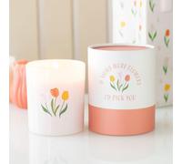 French Tulip Scented Candle with Glass Holder, If Mums were Flowers I'd Pick You Message, 28 Hour Burn Time, 9cm Height