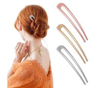French Twist Hair Pin, 3 Pcs 10 cm Hair Fork for Women Girls, Secure All-day Hold French Pin for Thick & Long Hairstyle, (3 Colors)