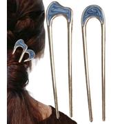 French Twist Hairpin, Hair Fork, 2 x U-shaped Updo Hair Pins, Vintage Hair Pin for All Hair Types, Hair Bun Pins, Hair Styling Accessories for Women and Girls
