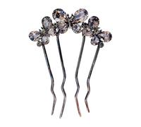 French Twist Pin | 4 Prong Rhinestone Updo Sticks Styling Accessories - U Shape Hair Fork Clips - for Formal Banquet Celebration Fashion Show Social Event