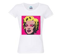 French Unicorn Andy Warhol Portrait Marilyn Hollywood Actress Pin Up Women's T-Shirt Round Neck Organic Cotton Pop Art Pink, White, M
