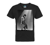 French Unicorn Children's T-Shirt Unisex Michael Jackson Photo Concert Black and White Singer Pop Star Celebrite, Black, 8 Years