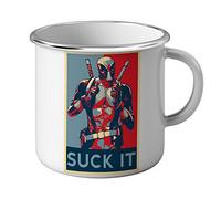 French Unicorn Enamelled Metal Mug Deadpool Super Hero Comic Comedy suck it Movie