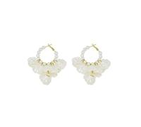 French vacation style petal earrings with a light and luxurious temperament, fashionable tassel earrings for women, super fairy atmosphere