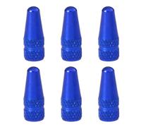 French Valve Caps Aluminum Alloy Blue 6 Pcs for Bicycle Tyres | Direct Replacement Fit, Rain and Dirt Protection, Decorative Finish, Road and Mountain Bike Use