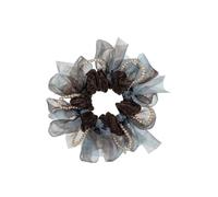 French Velvet Butterfly Scrunchie Beaded Large Intestine Head Rope Fluffy High Stretch Hair Ornament Blue Coffee