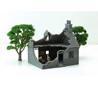 French Village House - Destroyed House | Tabletop Terrain for Wargaming & Dioramas | 15mm / 20mm / 28mm Scale (15mm (1/100))