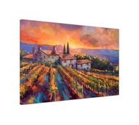 French Vineyard Oil Art Canvas Wall Art Prints Posters - Framed Modern Decor for Living Room, Bedroom, Hallway, Office Large (76 x 51 cm - 30" x 20" inch)