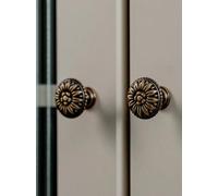 French Vintage Brass Handles Daisy Design Wardrobe Door Pull Drawer Knob Furniture Kitchen Cabinet Bronze Small Handle(Bronze-26mm)