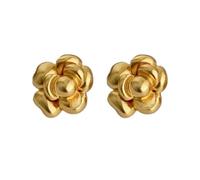 French Vintage Camellia Earrings Floral Silver Earrings for Women 3D Flower Dangle Earrings Pearl Accents Jewelry Gift