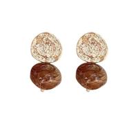 French vintage deep coffee pleated earrings for women ins light luxury niche versatile temperament