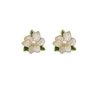 French vintage jasmine flower earrings for women, high-end forest style temperament earrings, small group design sense