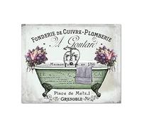 French Vintage Shabby Chic Bathtub Wall Art Canvas Painting Posters Prints Bathroom Pictures Bee Pink Retro Home Decor (Color : A, Size : 40x60cm No Frame)