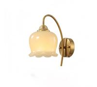 French Vintage Solid Brass Wall Sconce, Elegantd Finish Wall Lamp with Ruffled Cream Yellow Resin Shade, E27 Single Light Hardwired Fixture for Aesthetic Bedroom, Living Room(15Cm/5.92In)/15Cm/5.92In