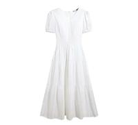 French Vintage V-Neck Gentle Long Slim Lace White Embroidered Dress