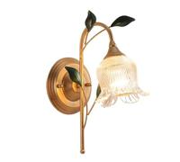 French Vintage Wall Sconce Floral Glass Flower Wall Light Fixtures Gold Rural Wall Mounted Light Antique Farmhouse Wall Lamps for Bedroom Bedside Living Room