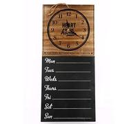 French Wall Hanging Wood Clock and Weekly Planner Organizer Memo Chalk Board