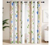 French, Watercolour, Elegant Blackout Curtains - Suitable for Adults Window Drapes, Herringbone, Stripes, Vines Thermal Insulated Window Curtains
