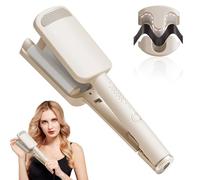 French Wave Curling Iron, 32MM Mermaid Hair Waver, Big Wave Hair Curler, Deep Waver Curling Iron, Fast Heating Hair Wavers Crimper, V Shaped Hair Curling Irons for Short Hairs & Long Hairs (White)