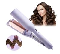 French Wave Curling Iron Crimper, Hair Waver Wand Double Barrel Curler Women Girl, 32mm Deep Crimpers for Mermaid Beach Hair, Egg Roll Wavers Styler Care Tool 4 Temp for Short Medium Long (Purple)