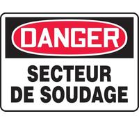 French Welding Area OSHA Danger Sign, Aluminum 7" x 10", Made in USA - AccuformNMC, FRMWLD009VA
