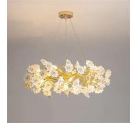 French White Flower Bloom Ceramic Bedroom Girls Room Romantic Ceiling Led Light, Home décor