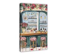 French Wine Bar Kitchen Decorative Art Paintings Canvas Poster Bedroom Decor Landscape Office Room Decor Gift 12" L X 18" W