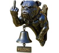 Frenchie Attitude Doorbell,Funny Bulldog Middle Finger Doorbell,Hanging Dog Welcome Bell, Shopkeepers Bell For Doors Opening,Outdoor Welcome Sign For Front Door, Porch, Home
