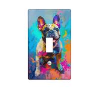 Frenchie Dog Light Switch Cover Plates/Outlet Covers, Vibrant Puppy Wall Accents, Thermoplastic Wall Plates, Fanciful Style, Standard Size Single Toggle