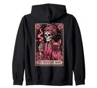 Frenchie Dog Mom Tarot Card Pink Flowers Cute French Bulldog Zip Hoodie
