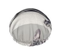 Frenchie Dog,Shower Cap Nightcap Double Layer Waterproof Elastic Bath Cap Reusable Hair Cap