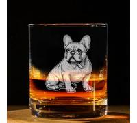 Frenchie Dog Vintage Engraved Whiskey Glass - Pet Lover Owner Gift - Unique Birthday Gifts - Frenchie Dog Lovers Gift - Vintage Old Fashioned Glass - Decor For Bar