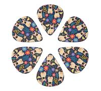 Frenchie Floral Notebook Guitar Picks 6 Pack Thin Medium Heavy Thickness Guitars Pick For Acoustic Electric Guitar Ukulele Bass 0.71mm