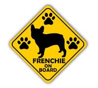 Frenchie On Board Stickers x 2 - 265mm x 265mm Dog Signs Printed and Laminated for Car Window, Vehicle, and Home Decor - Cute French Bulldog Warning Sticker for Dog Owners