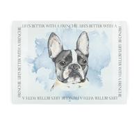 Frenchie Rectangular Glass Worktop Protector - Life's Better with a Dog Gift - Large Textured Kitchen Chopping/Cutting Board Worktop Saver with Non-Slip Feet 39cm x 28.5cm (15" x 11")