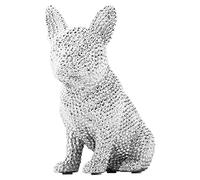 Frenchie Statue Decor,French Bulldog Statue for Home / Living Room Decor,Resin Sparkly Dog Statues Desktop Decorations, French Bull Dog Figurine Decor for Women Men,Adornos para Sala Modernos, Silver