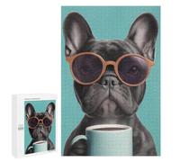 Frenchie with Coffee Mug-1 Puzzle 1000 Teile Schwer Puzzle Spielzeug Lernspiel Impossible Herausforderungsspielzeug Für Erwachsene Kinder 1000 PCS