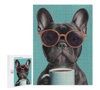 Frenchie with Coffee Mug-1 Puzzle 1000 Teile Schwer Puzzle Spielzeug Lernspiel Impossible Herausforderungsspielzeug Für Erwachsene Kinder 500 PCS
