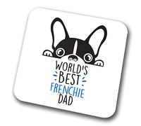 Frenchie World's Best Dad Coaster Dog Dad French Bulldog Dad Friend Funny Gift for Birthday Christmas, Frenchie Coaster