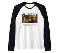Frenchies Dogs Playing Pool Puppies Snooker Pocket Billiards Raglan Baseball Tee