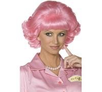 Frenchy Pink Wig Official Licensed Grease 50s Frenchie Womens Fancy Dress