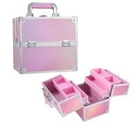 Frenessa Makeup Box Organiser Cosmetics Case Jewellery Organiser Box Vanity Case Pink Make Up Storage Beauty Case Lockable with Keys