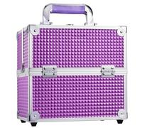 Frenessa Vanity Box Cosmetics Case Makeup Organiser Box Beauty Cosmetic Make Up Storage Case 4 Trays Lockable with Keys, Purple