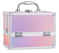 Frenessa Vanity Case Makeup Case Makeup Box Organiser 4 Trays Lockable Beauty Box Make up Organiser Storage, Pink