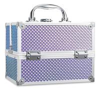 Frenessa Vanity Case Makeup Case Makeup Box Organiser 4 Trays Lockable Beauty Box Make up Organiser Storage, Purple