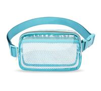 FRENOU Clear Fanny Pack Crossbody Bag For Women And Men Belt Bag Gift For Women Bum Bag with Adjustable Strap for Sports Clear Mesh Light Blue