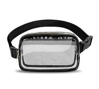 FRENOU Clear Waist Pack for Running Fanny Pack for Women Men, Crossbody Belt Bag Bum Bag, Clear Mesh Black, Clear Fanny Pack With Mesh